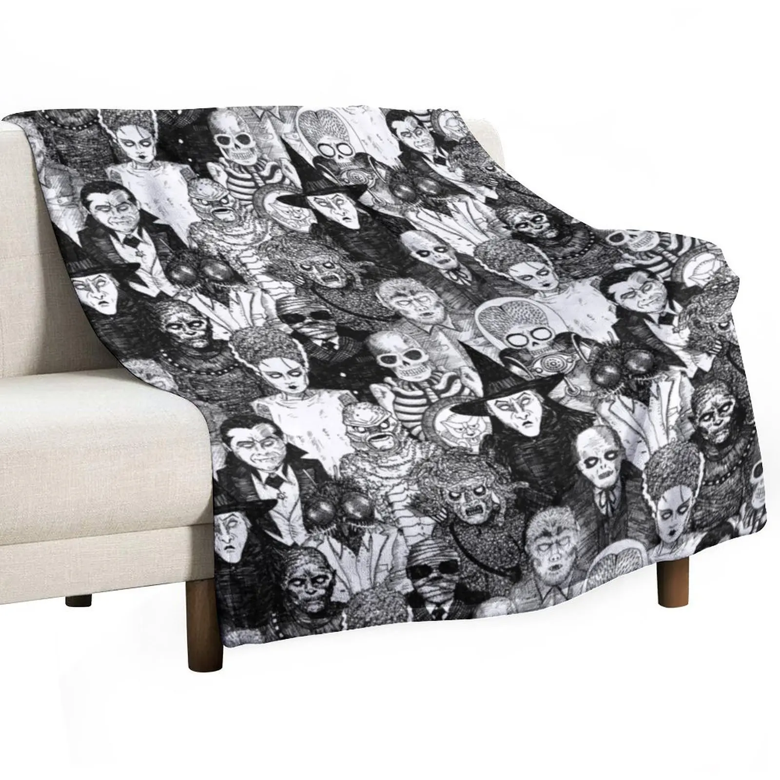 

Horror Monsters Throw Blanket Warm Flannel Blanket for Couch Chair Bedroom