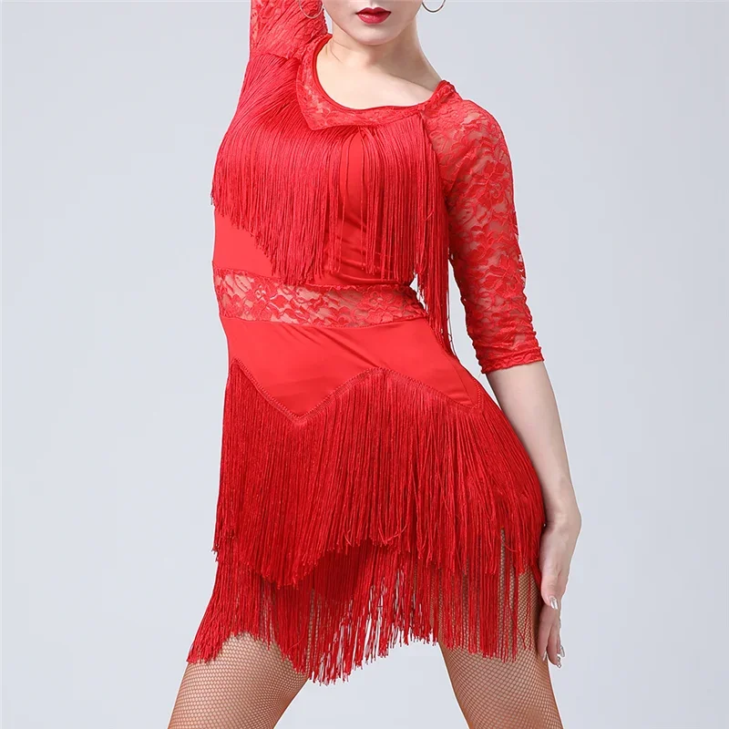 

Women Fringe Flapper Tassel Latin Dance Dress Adult Ballroom Costume Tango Samba Rumba Salsa Jazz Stage Performance Dance Wear