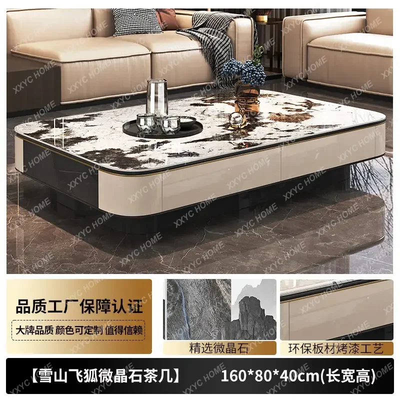 X3 Light Luxury Living Room Household Microcrystalline Stone Coffee Table Modern Simplicity High-end Villa