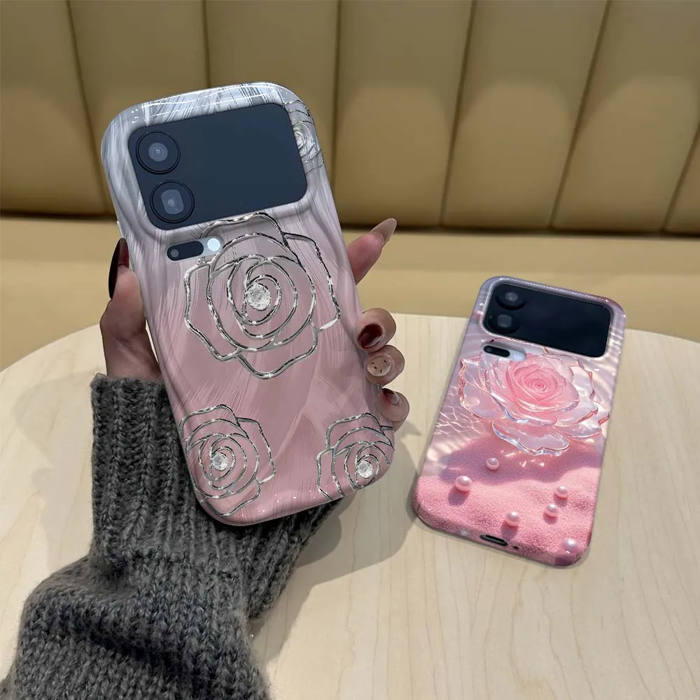 

Cartoon Silver Rose Pattern For Redmi Note 8 10 10T 10S 11 11S 11E 11T SE Pro Max Plus 5G Wave Oil Film Phone Case