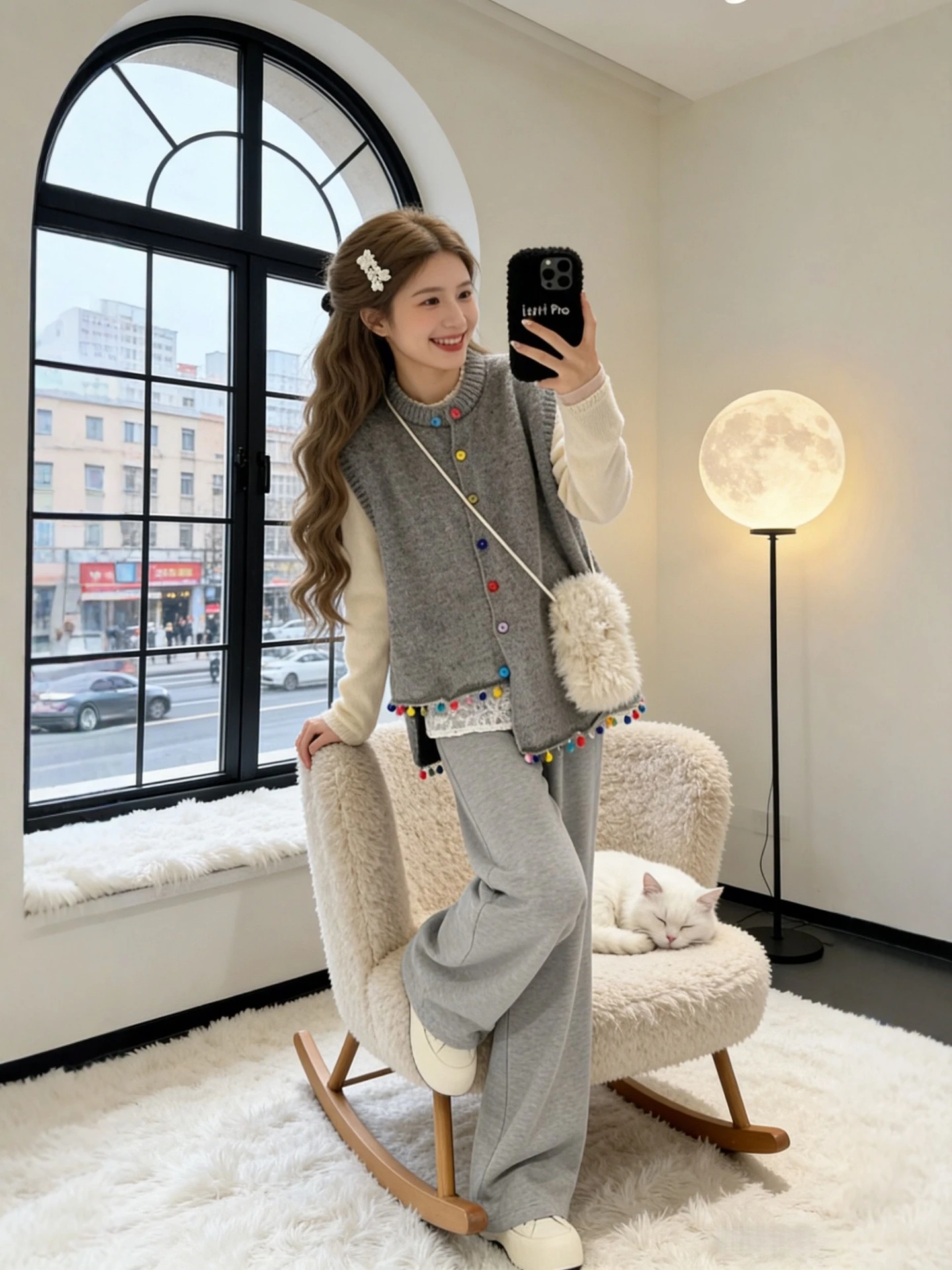 

Winter Knitted Vest Top And Casual Pants Tee-Piece Set plus Size Women's Faion Comfortable Lazy Sle Korean Loose Fit
