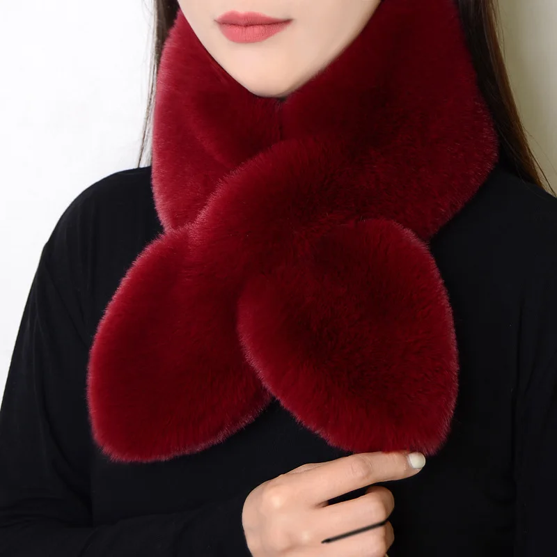 

Korean Winter Faux Rabbit Fur Women Scarf Soft Plush Snood Scarves Solid Color Neck Collar Warmer Stuff Christmas Gift