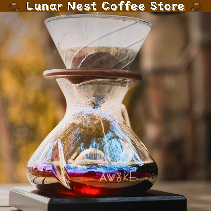 Muvna Tornado Glow Glass Coffee Server 450ml With V60 Dripper Set Hand Brew Pour Over Carafe Home Barista Gift For Coffee Lovers
