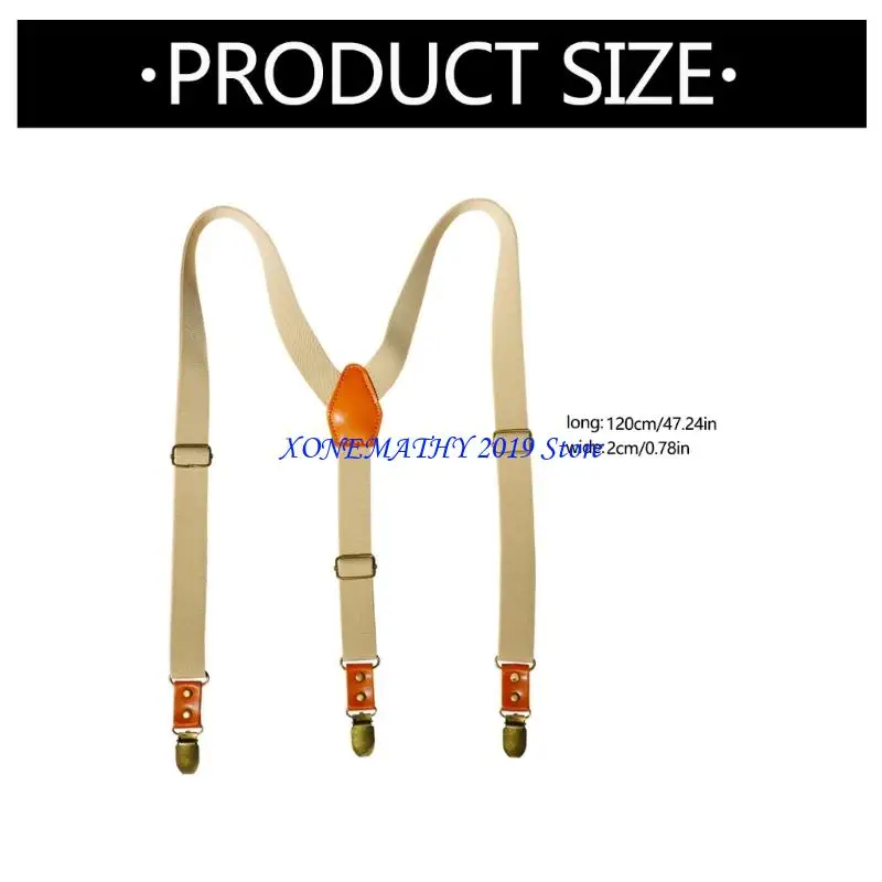 F42F Classical Rubber Brace Suspenders Straps With Secure 3 Clip Men's Accessory