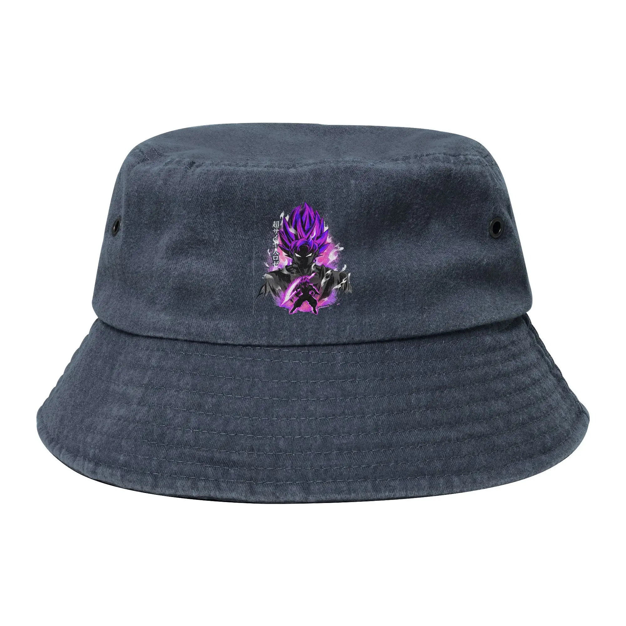 Summer Goku Super Rose Power Bucket Hat Unisex Distressed Washed Sun Hat Dragon Ball Anime Bob Hat Fisherman Hat