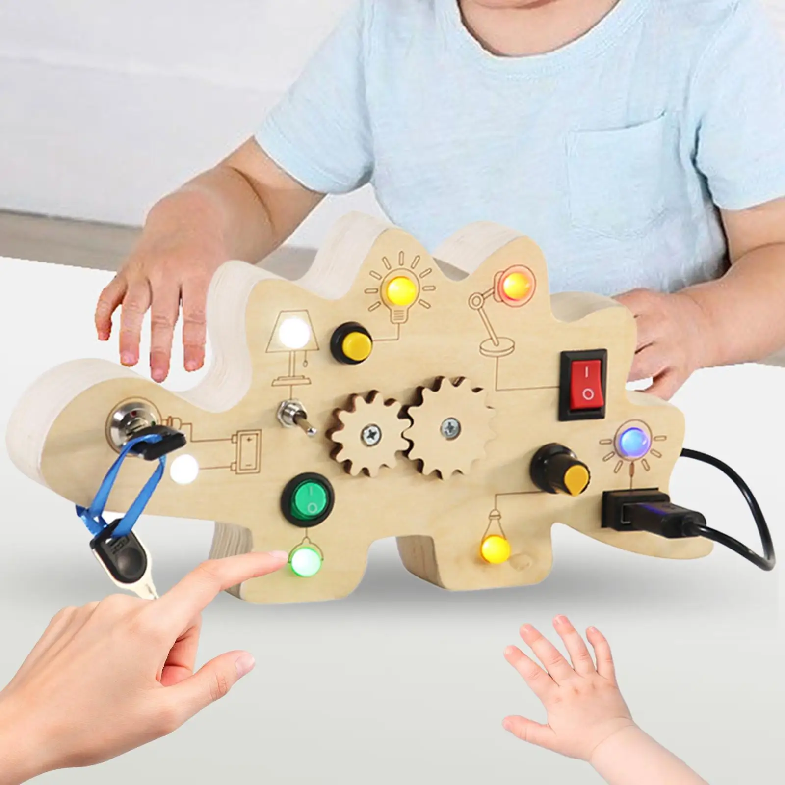 Electronic Learning Sensory Board Wooden Montessori Activity Board for Child