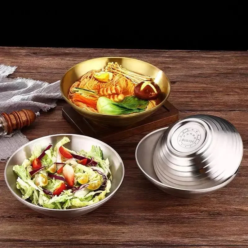 Edelstahl Schüssel Doppelschicht Wärmedämmung Suppe Nudeln Schüsseln Große Kapazität Ramen Schüssel Hohe Temperaturbeständigkeit