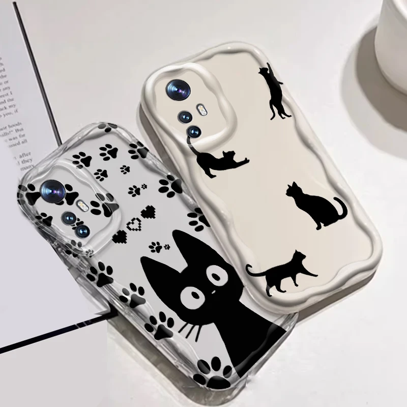 Cat Cartoon Art Panda Luxury For Xiaomi Mi 14 12 12T 11 Lite Poco M6 X6 X5 X4 X3 M3 F4 Pro GT NFC 5G Wave Oil Soft Phone Case