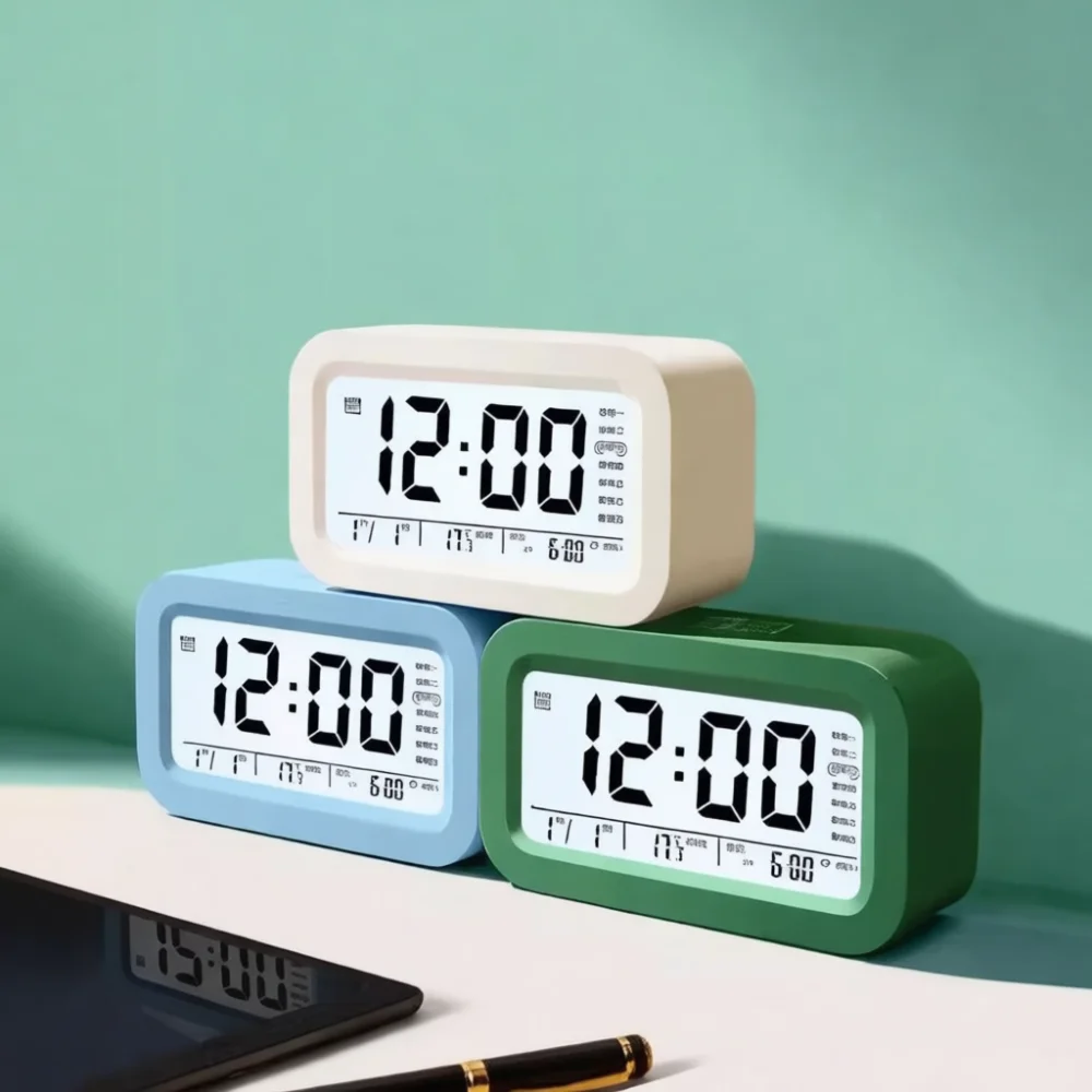 Smart Student Alarm Clock Digital Table Clock Electronic Bedroom Timer Wake Up Watch With Temperature Night Light Date