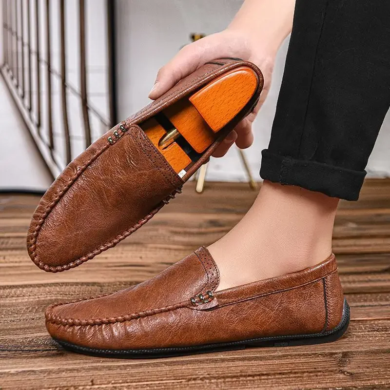 

Men's Shoes Genuine Leather Breathable Casual Leather Shoes Soft Leather Soft Bottom Moccasins Slip-on Loafers