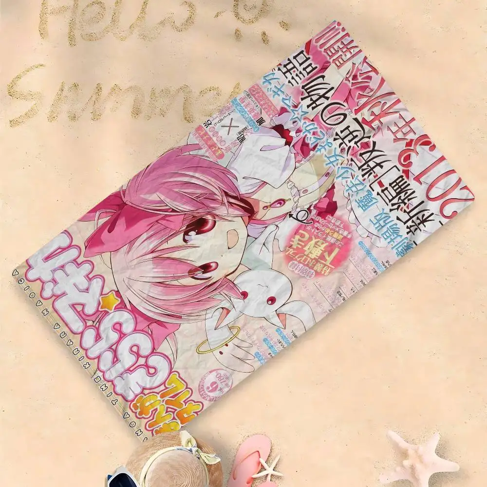P-P-Puella M-Magi M-Madoka Magica منشفة الشاطئ مناشف حمام ملونة للفتيات ستوكات سريعة الجفاف مخصصة شاطئ مجاني من الرمال #5