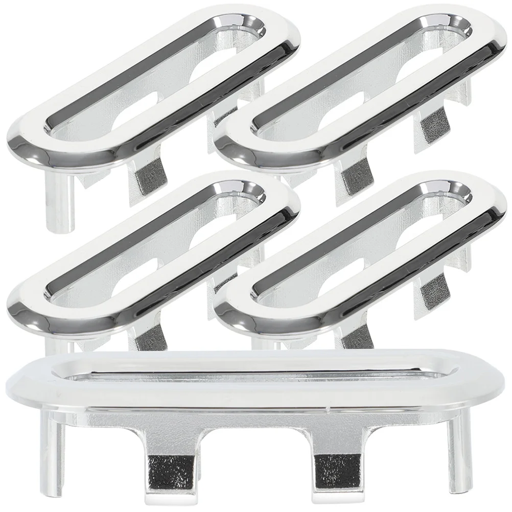 5pcs Oval Sink Overflow Covers Plastic Bathroom Basin Trim Replacement For Wash Basin Overflow Rings Durable Smooth Surface