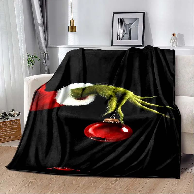 

New Multi Size Anime Cartoon Character T-The-G-Grinch Flannel Blanket Home Sofa Bed Cover Warm Decoration Christmas Gift Blanket