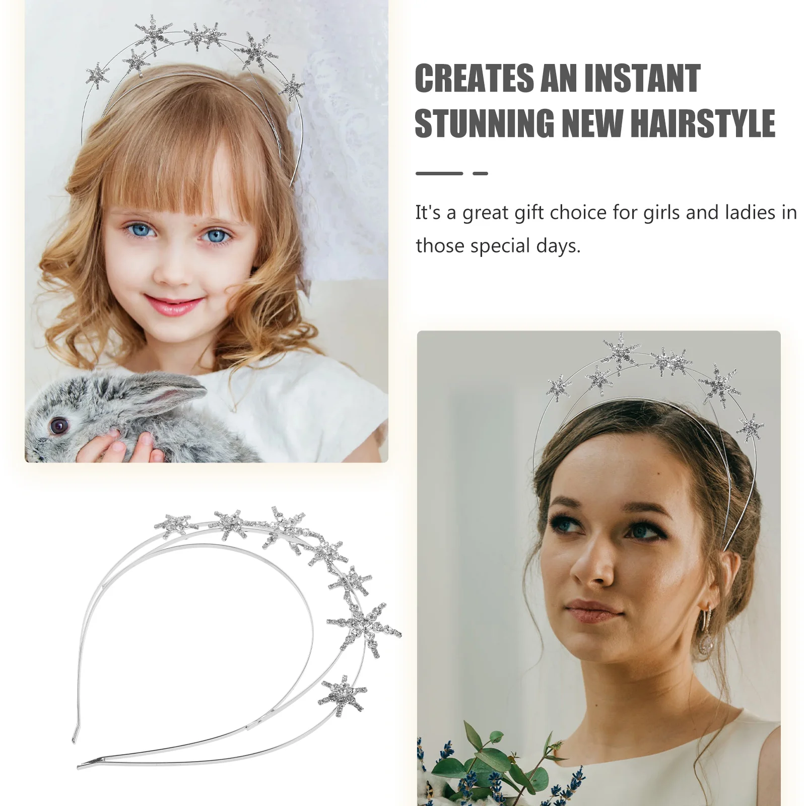 

Crystal Crown Hair Accessories Rhinestone Star Design Beautiful Hairband Women Girls Brides Party Elegant Headdress Bridal