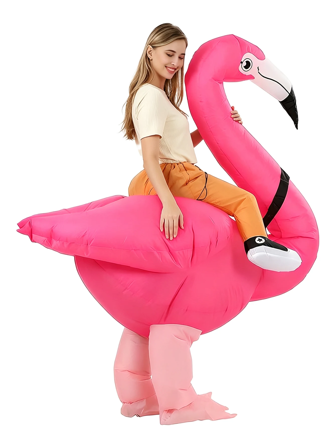 Flamingo Inflatable Costume Ride of Pink Flamingo Blow Up Halloween Party Costume Outfits Fancy for Cosplay Props Outfit Suit view 4