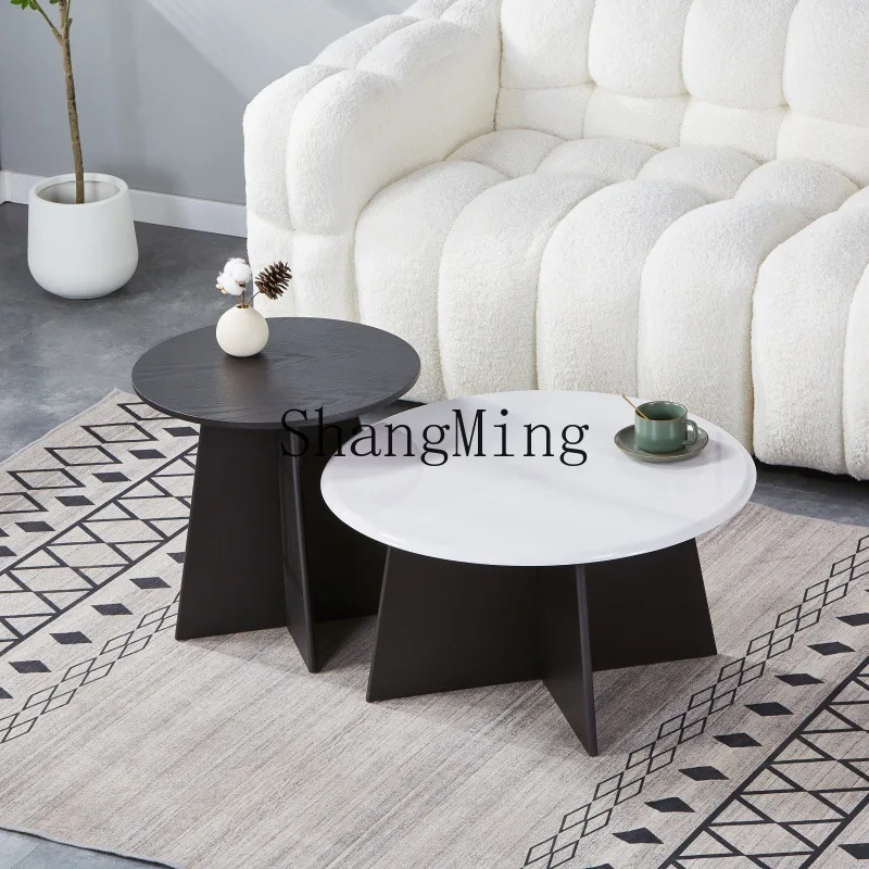 

FG minimalist rock slab coffee table combination modern light luxury hotel homestay coffee table household premium round table