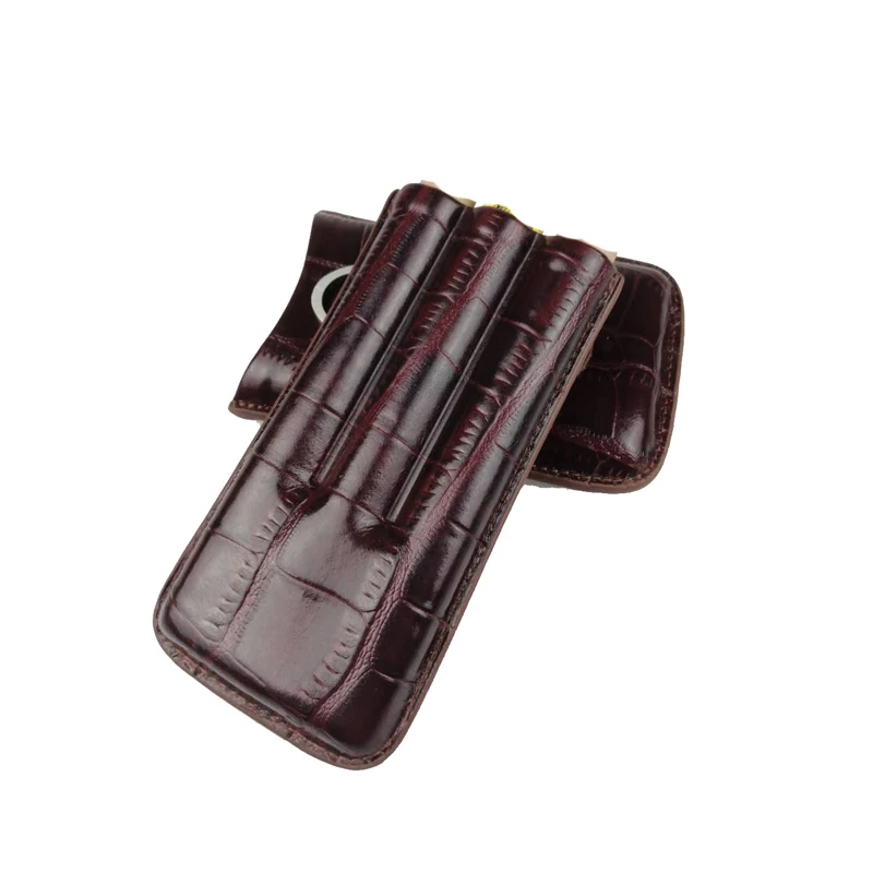 Leather Cigar Holder Case with Cutter for Travel, Cigarette Box, Smoking Accessories for Man, 5Pcs