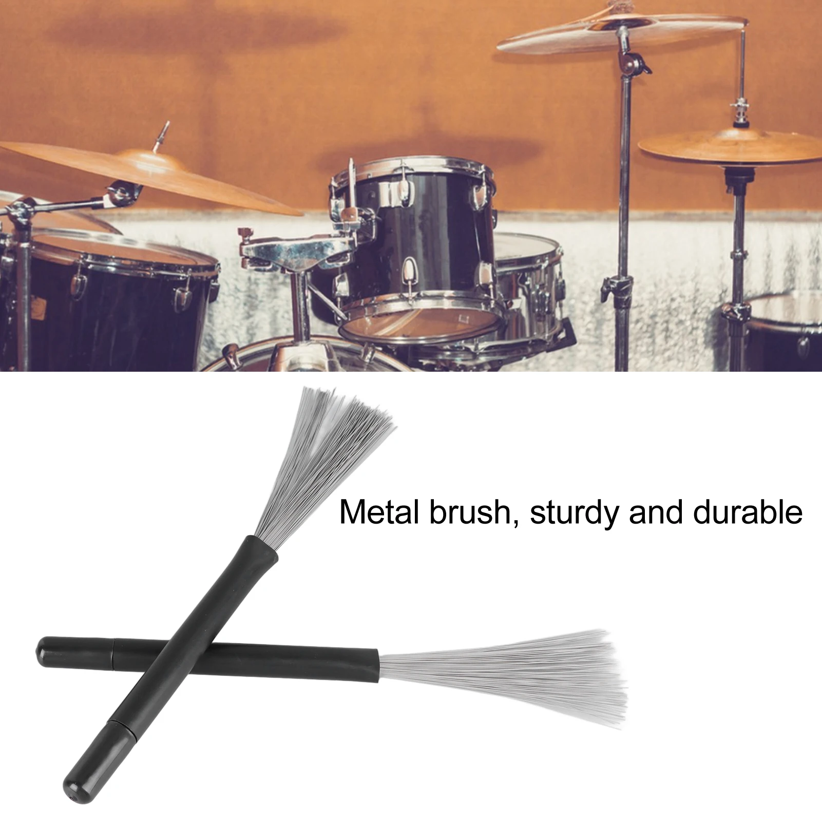 2PCS Steel Wire Drum Brushes Telescopic Drum Sticks Portable Drumsticks Percussion Accessories