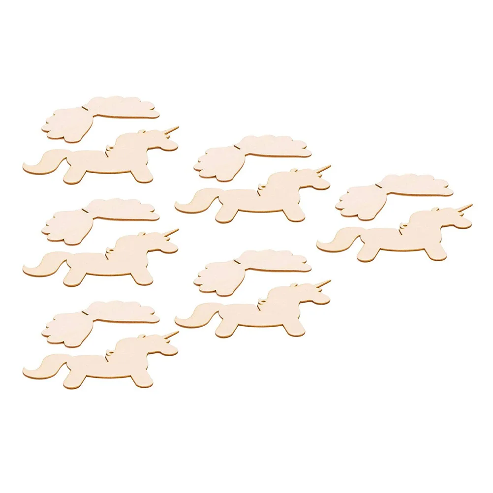 

6set Unicorn Decoration Hanging Ornaments Unfinished Wooden Slices Diy Craft For Kids Painting School Project Desktop Decor