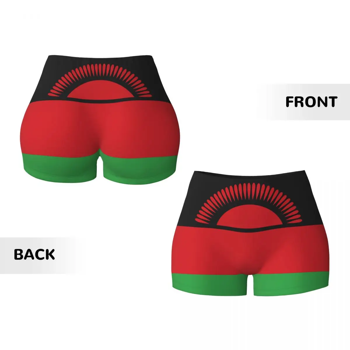 Sexy Tight Hip Sports Shorts Malawi Flag Fitness Women's Comfortable Yoga Shorts