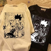Kawaii Y2k Women T-shirts Tops Hunter X Hunter Tshirt Killua Zoldyck Anime T-shirt Short Sleeve Manga Tee Shirt Female Clothes