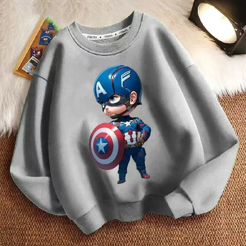 Outono bebê menino moletom dos desenhos animados capitão américa impressão criança menina casual manga longa t camisa crianças roupas pijama casaco superior