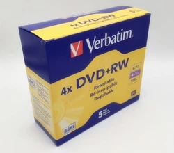 Wholesale Verbatim DVD+RW Rewritable 4.7GB 4X 120Min 5pack