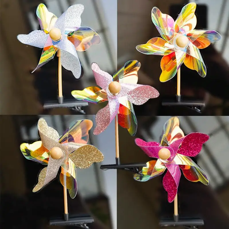 10Pcs/pack Sequins Laser Rotating Small Windmill Hairpin Girls Creative Cute Hair Accessories Decorative Hairpin Children Gift