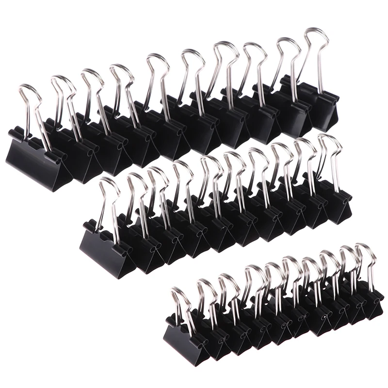 

10Pcs Notes Letter Paper Clip Binding Securing Clip Black Metal Binder Clips Student Office Supplies