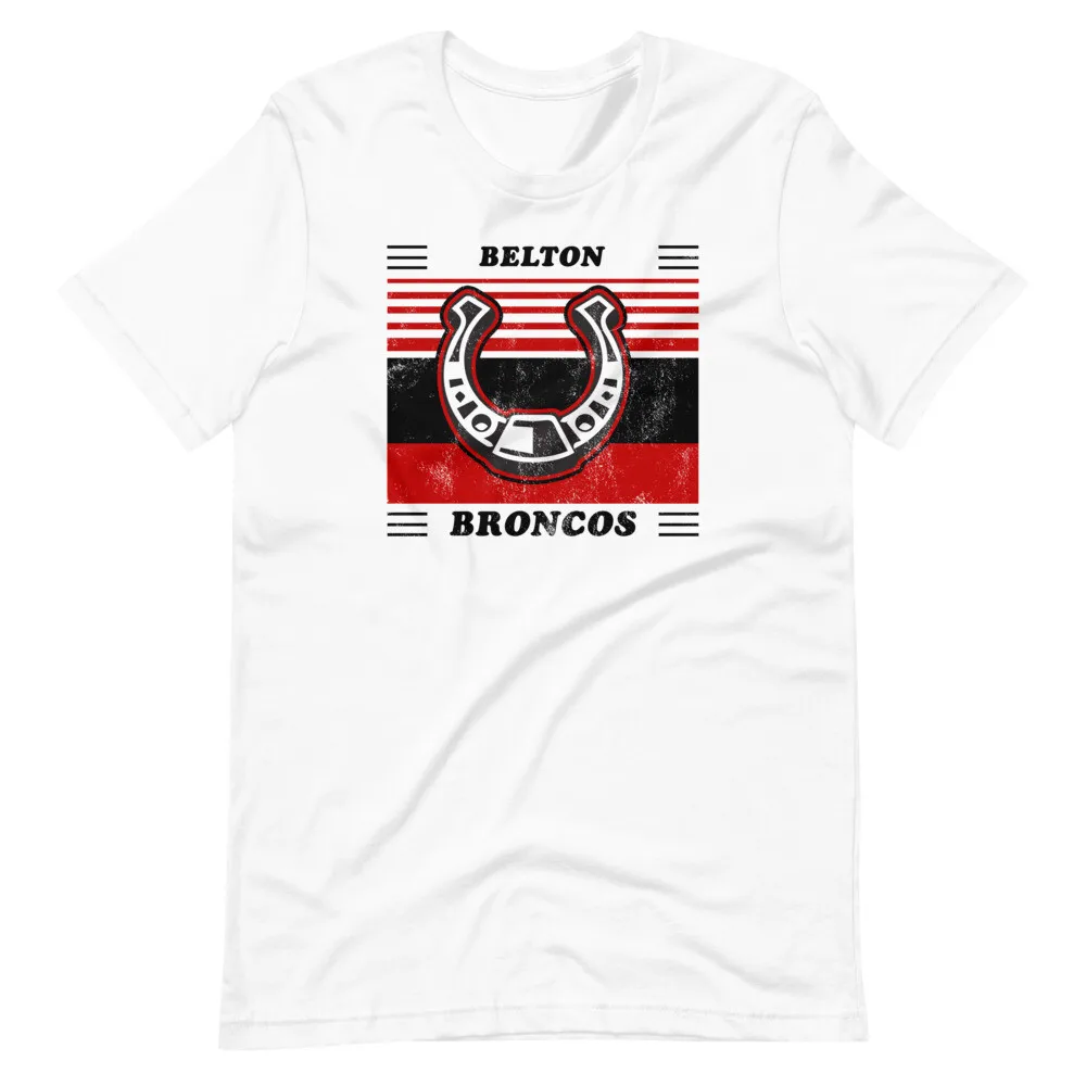 

Белая футболка унисекс с короткими рукавами BELTON BRONCOS для средней школы