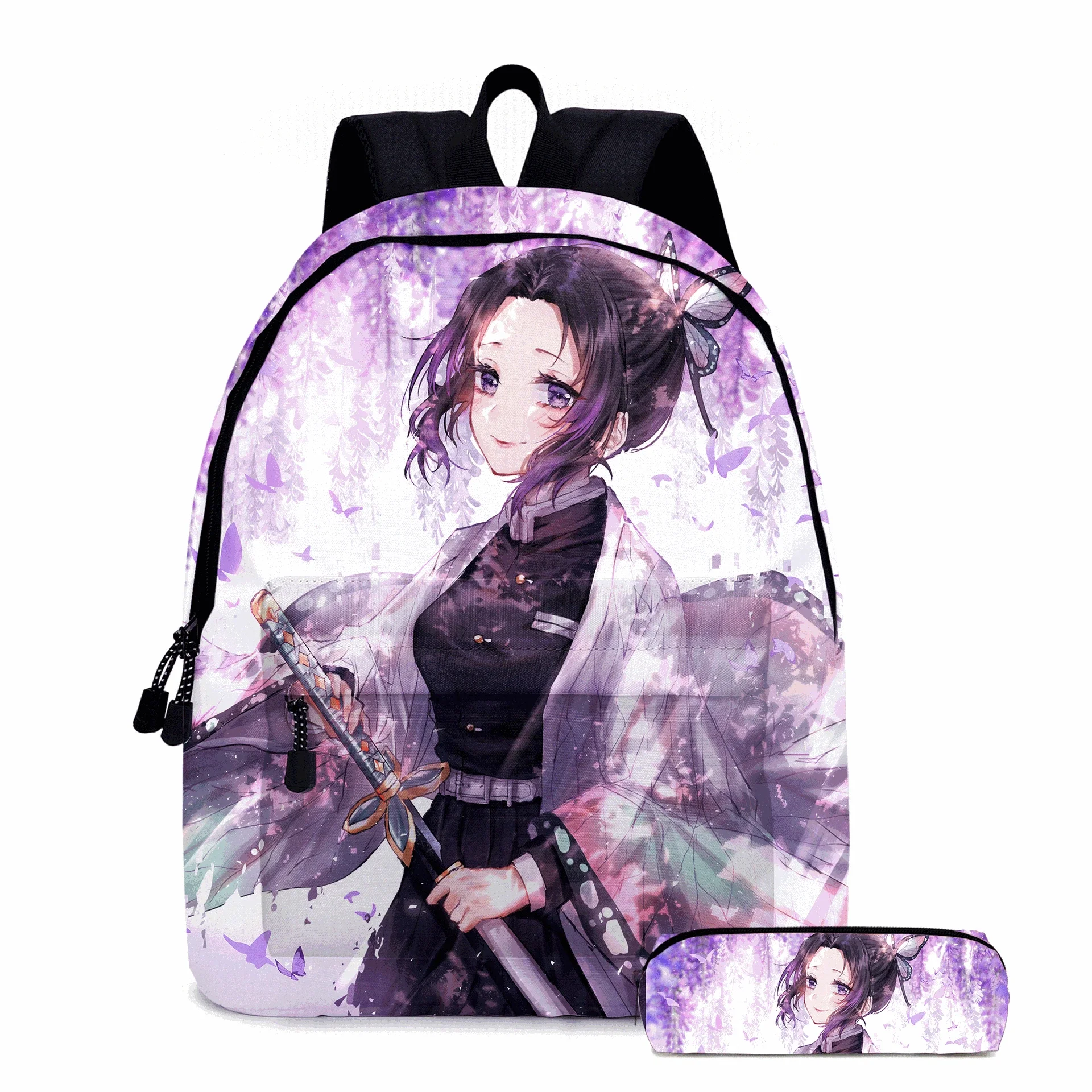 Demon Slayer Nezuko Backpacks 2pcs Girls School Bags Kimetsu No Yaiba Kids Anime Bagpacks Female Male Bookbag Gifts