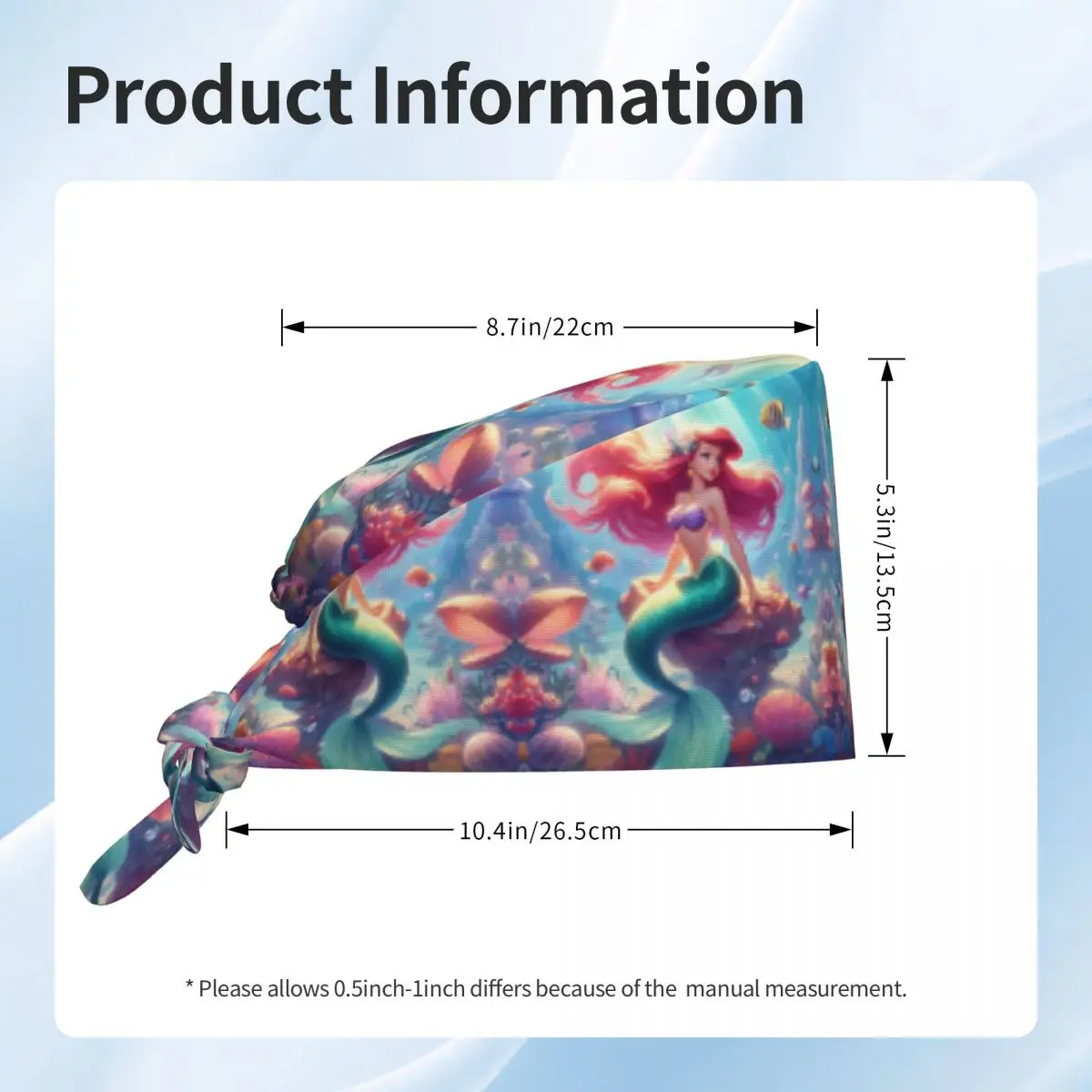 Рабочая шапочка для уборки Русалочки на заказ, удобная женская классическая шапочка-скраб в стиле аниме, хирургическая шапка, шапка для медсестры, шапка для медсестры