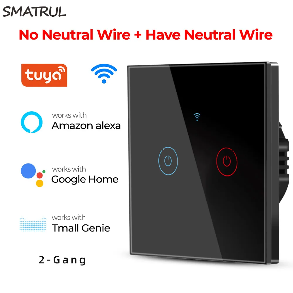 สวิตช์ไฟติดผนังอัจฉริยะ Tuya 5 ชิ้น พร้อมระบบสัมผัสแบบ Single Firewire เชื่อมต่อผ่าน WIFI กระจกนิรภัยมาตรฐานยุโรป ควบคุมด้วยเสียง ตั้งเวลาได้ ปลอดภัย