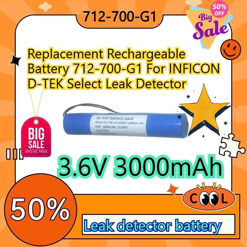 3.6V 3000mAh Replacement Rechargeable Battery 712‑700‑G1 For INFICON D‑TEK Select Leak Detector