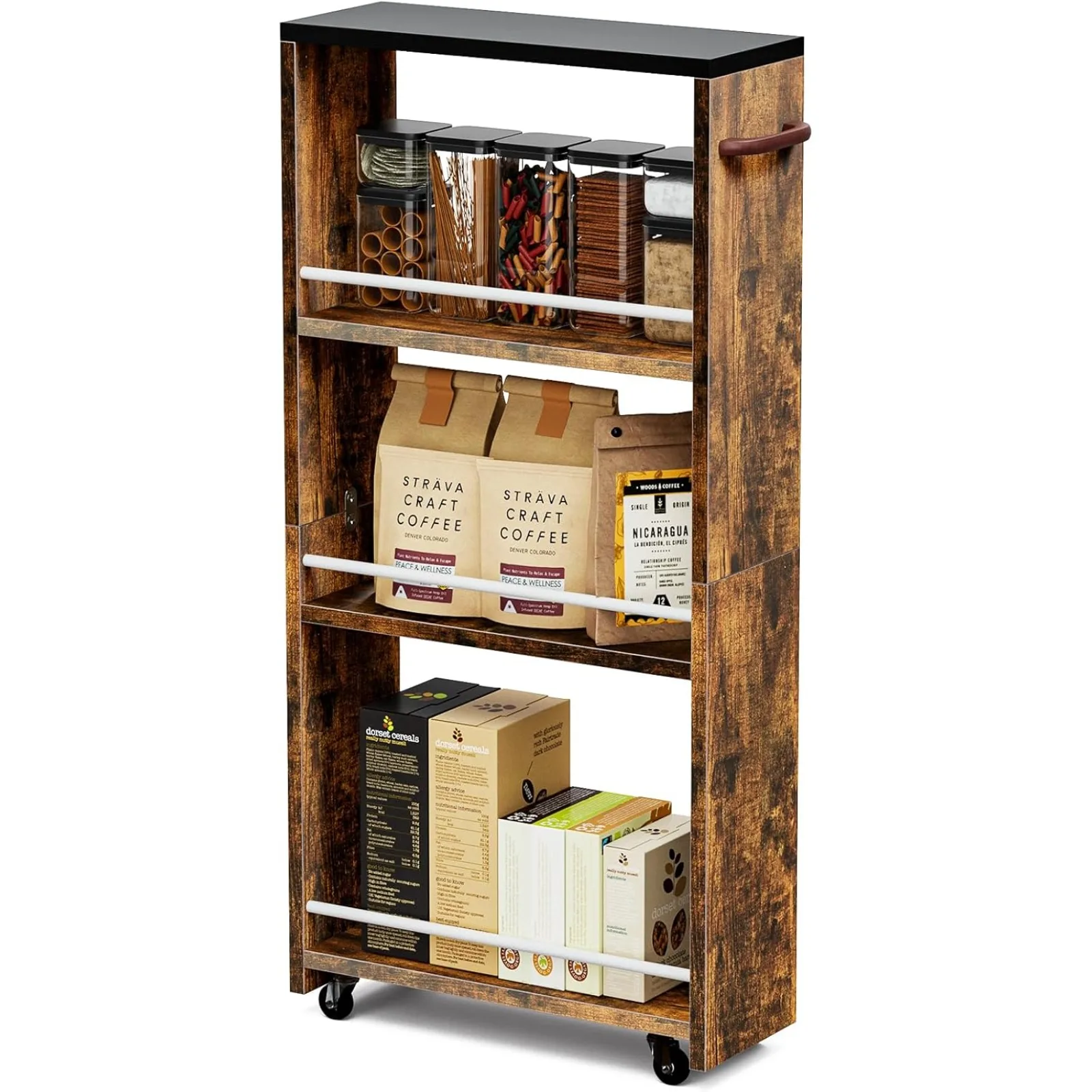 

US Slim Storage Cart - 6'' Wide Narrow Storage Cabinet for Small Spaces,Kitchen Carts on Wheels with Storage for Narrow