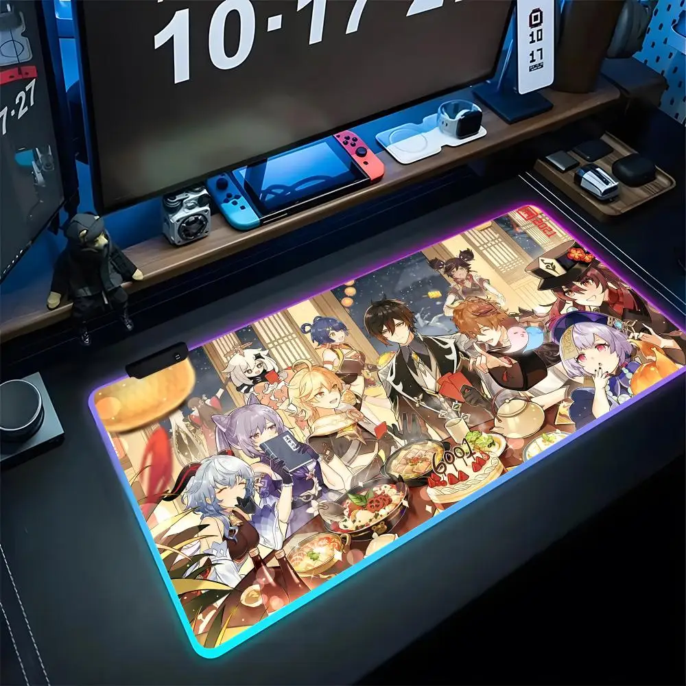 

Zhongli Genshin Impact Mouse Pad Gaming Rgb Mousepad Backlit Keyboard Gamer Gaming Girl Xxl Laptop Mat Table Pads Deskpad