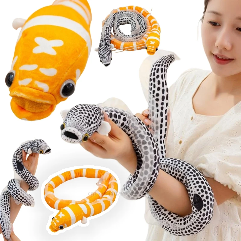 Simulation Snake Conger Eel Plush Doll Soft Streak Toys Adorable Cartoon Animals Pillow Birthday Xmas Gifts for Boys and Girls