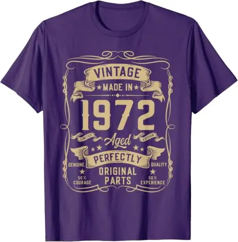 Vintage 1972 54. Geburtstagsgeschenke für Männer 54 Jahre alt T-Shirt Y2k Herrenmode Geboren 1972 Grafik-Schriftzug T-Shirt Weicher Baumwollstoff – Detail 13