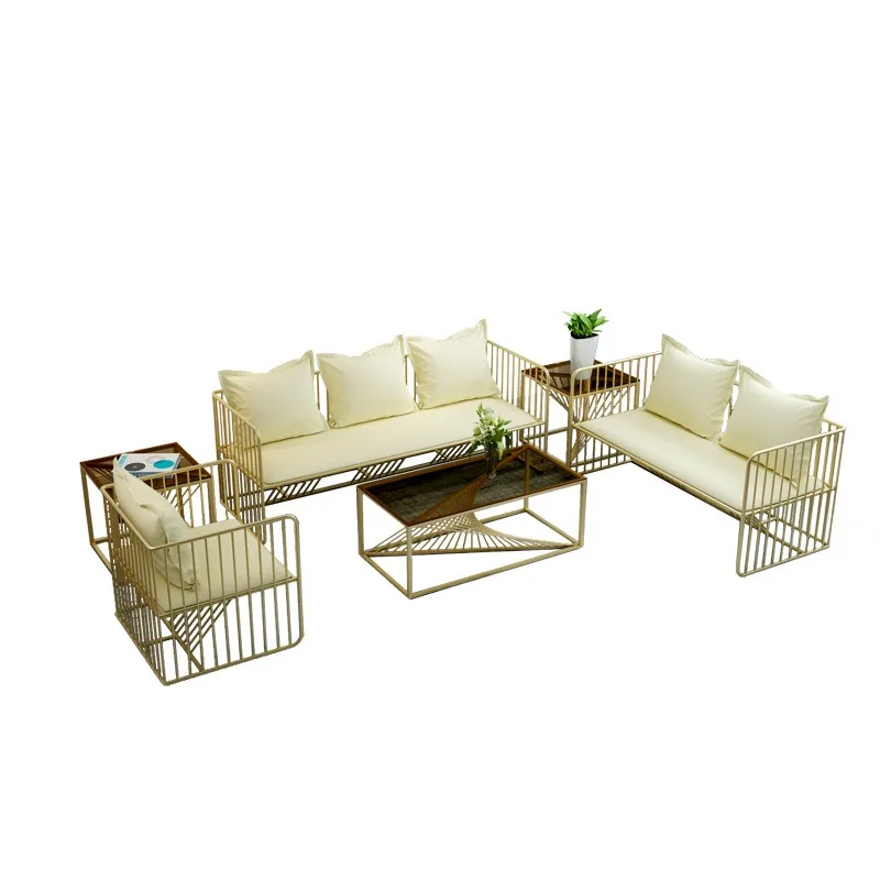 Nowoczesna, prosta sofa materiałowa do salonu, lekka luksusowa sofa wypoczynkowa, sofa do negocjacji biznesowych, zestaw z stolikiem kawowym.