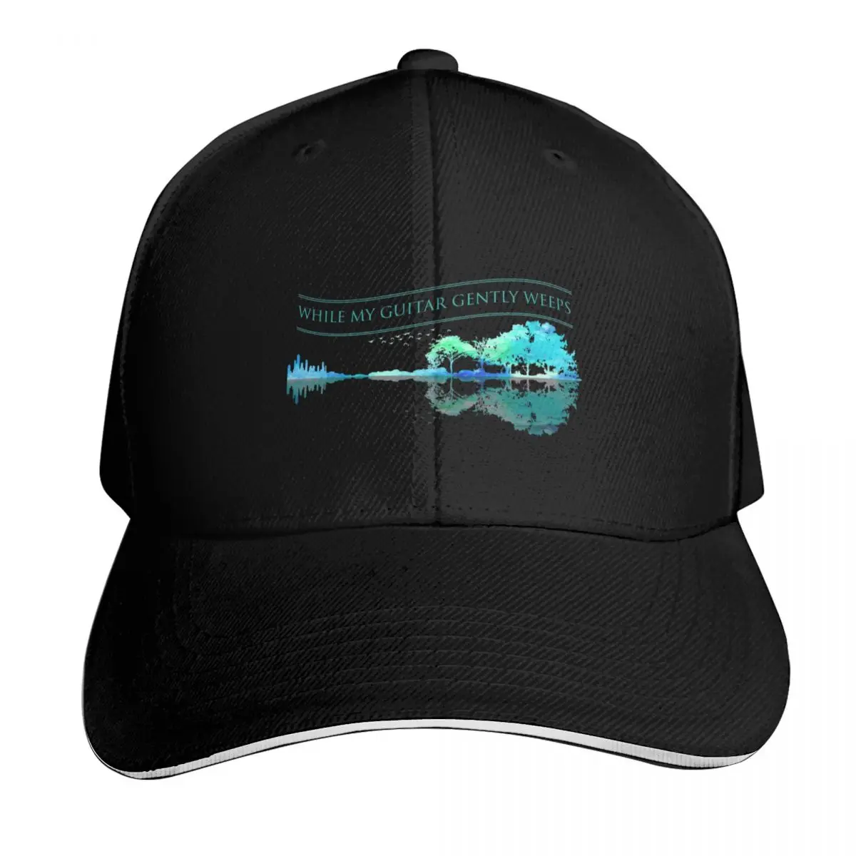 While My Guitar Gently Weeps - Guitar Artwork Nature Baseball Cap Gift for Him Her Casual Daily Wear Quick Dry Performance