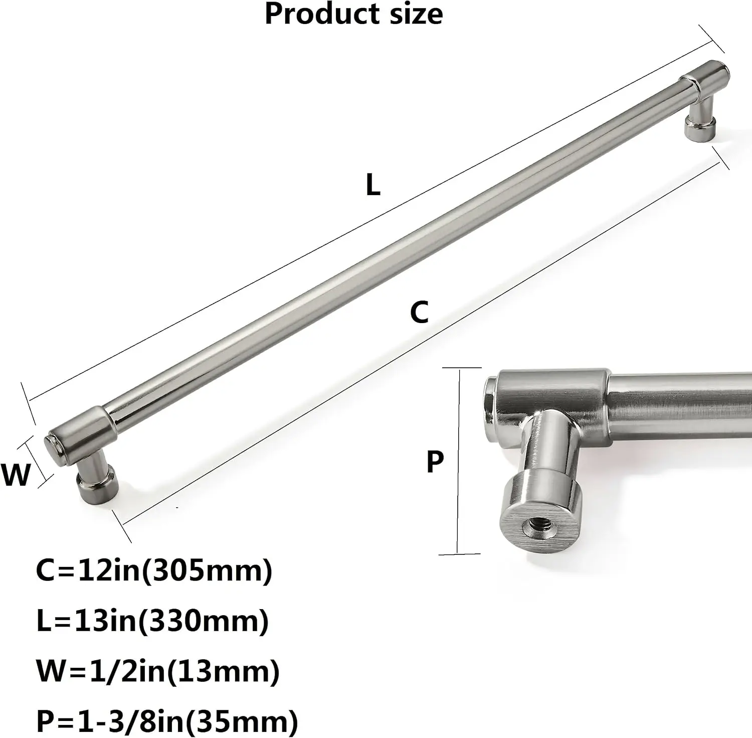 6 Pack 12 Inch Kitchen Cabinet Pulls Brushed Satin Nickel Drawer Hardware Handles