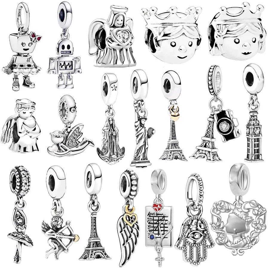 Hot Sale Paris Eiffel Tower，Statue Of Liberty Dangle Charms Beads Fit Original 925 Sterling Silver Pandora Bracelet Jewelry Gift