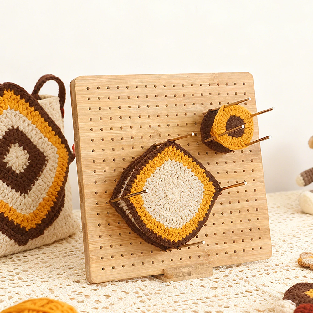 

Стандартная доска для блокировки вязаных изделий S/M/L с 15 штифтами – бамбуковое дерево, расстояние между штифтами 0,5 дюйма – идеально подходит для квадратов «бабушкины квадраты», незаменимые принадлежности для вязания крючком