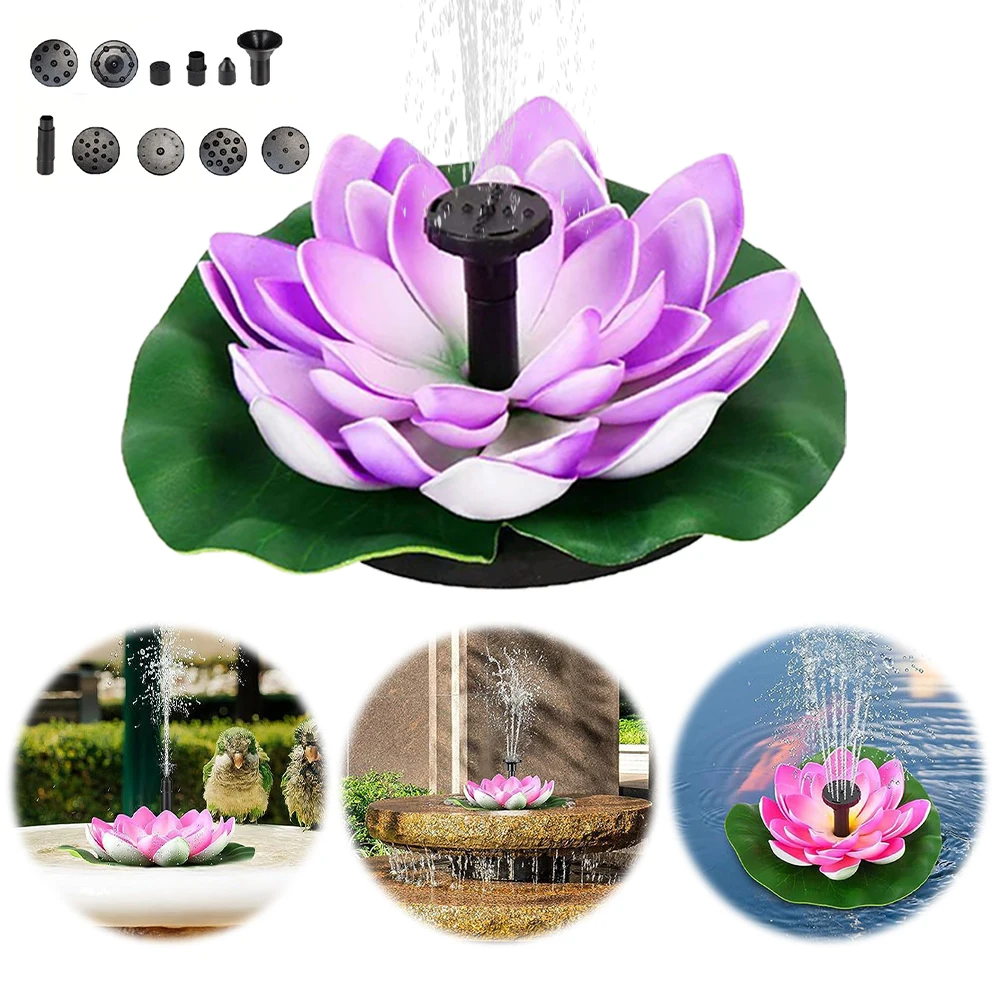 

Lotus Solar Water Fountain Brushless Pump Mini Waterfall Fountain Solar Powered Fountain for Outdoor Pool Decor