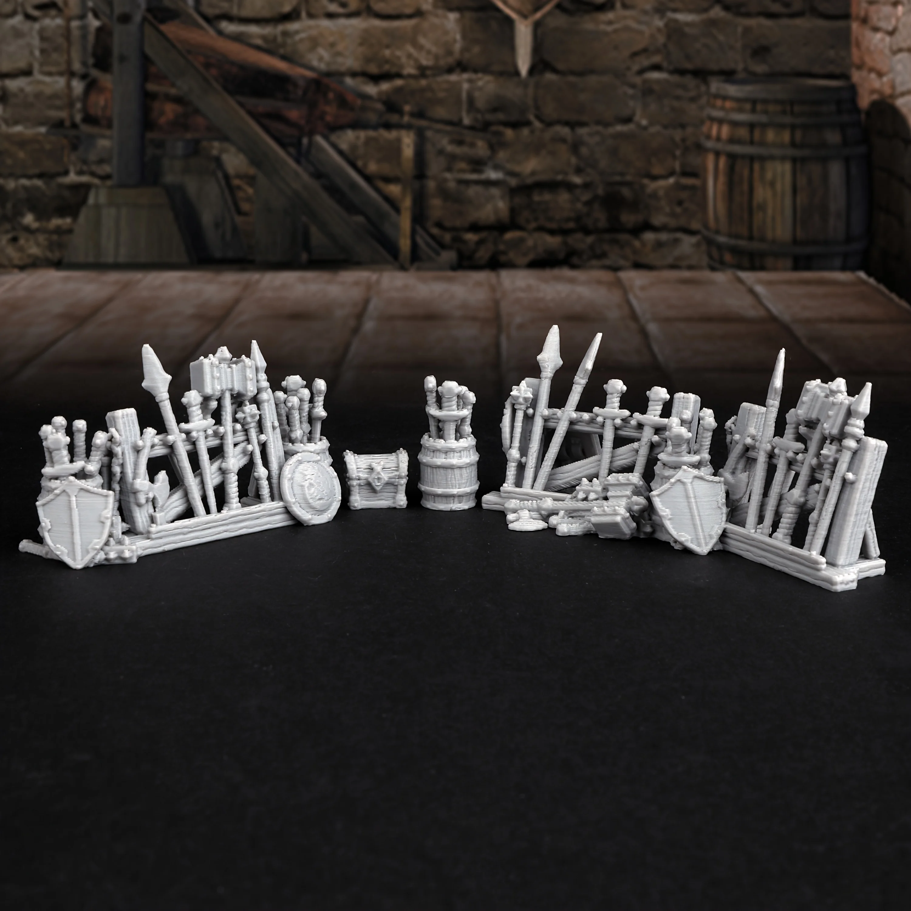 4pcs RPG Miniature Dungeon Equipment Rack for Tabletop Role-Playing Games - Excellent Additions for TTRPG Adventure