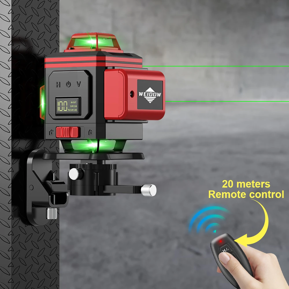 weiddw 16 linhas nivel laser profissional nivel 360 autonivelante horizontal vertical luzes verdes laser nivel buid ltool 01