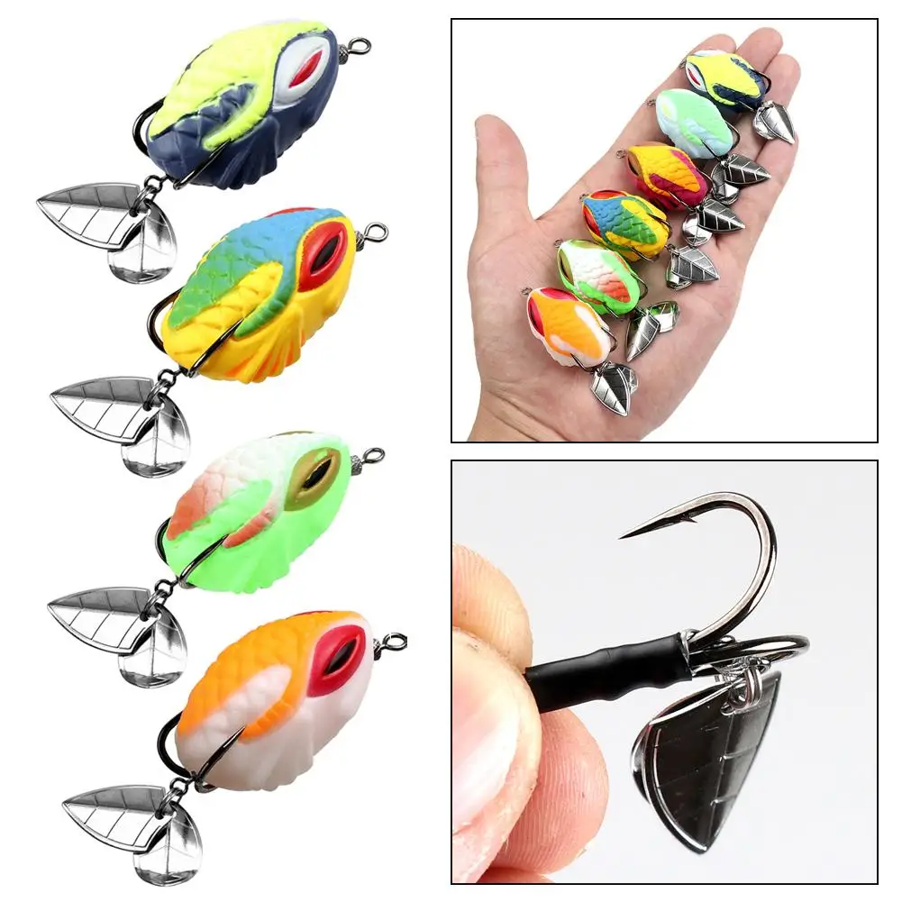 Frog Lures 2pcs Soft Tube Bait Plastic Fishing Lure With Top Water Bait 3D Wild Fishing Eyes Tool Soft Hooks Hanging Artifi D3K4