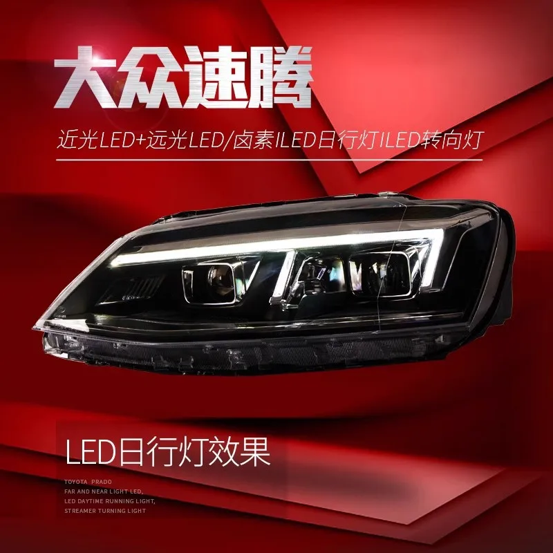 مناسبة لـ 12-18 مجموعة المصابيح الأمامية Suiteng الجديدة المعدلة أودي R8 ضوء النهار الجري عدسة مزدوجة led مصباح زينون