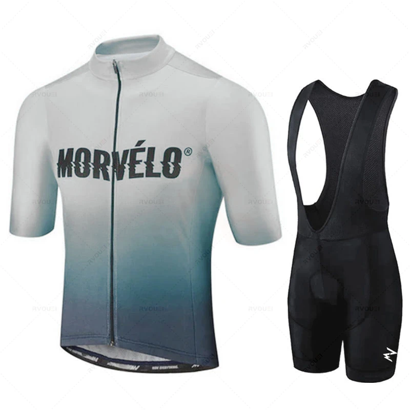 New Black Morvelo Cycling Jersey Team Bicycle Clothing Suits MTB Bicicleta Clothes Bib Shorts Set Men Bike Ropa Ciclismo Maillot