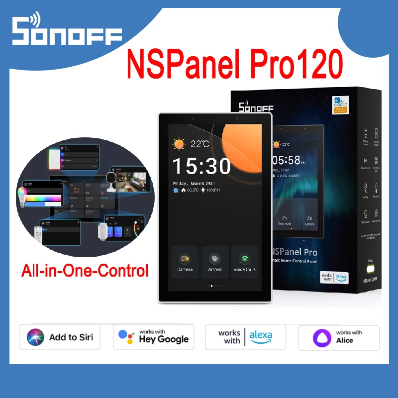 

SONOFF NSPanel Pro 120 Панель управления умным домом Сенсорный экран Zigbee3.0 Hub Пульт дистанционного управления через EWelink Alexa Google SmartThings